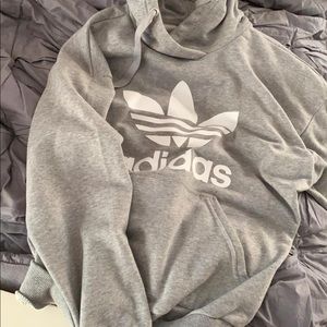 Gray and white adidas hoodie